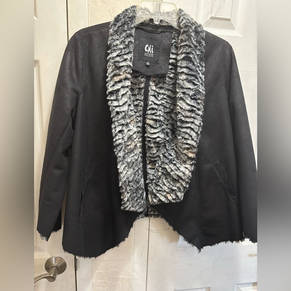 Carlos Falchi Jacket with Faux Fur Trim